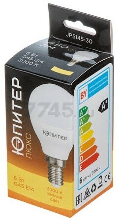 Лампа светодиодная E14 ЮПИТЕР Люкс G45 6 Вт 3000К (JP5145-30) - Фото 2